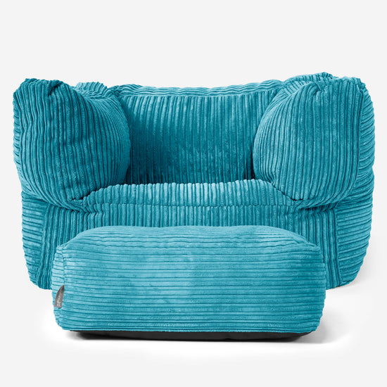 Albert Pouf Fauteuil Design - Côtelé Mer Égée 02