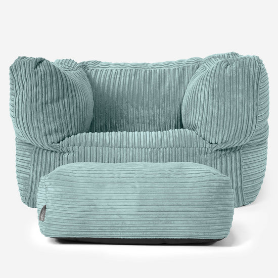 Albert Pouf Fauteuil Design - Côtelé Verte Menthe 02