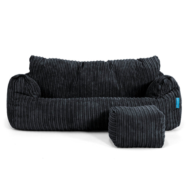 Joséphine Canapé Pouf pour Enfant 1-5 ans - Côtelé Noir 02