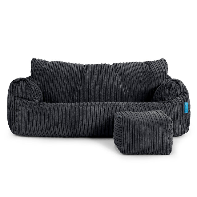 Joséphine Canapé Pouf pour Enfant 1-5 ans - Côtelé Noir 02
