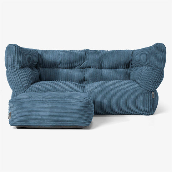 Canapé Pouf Albert 2 places - Côtelé Bleu Marine 02