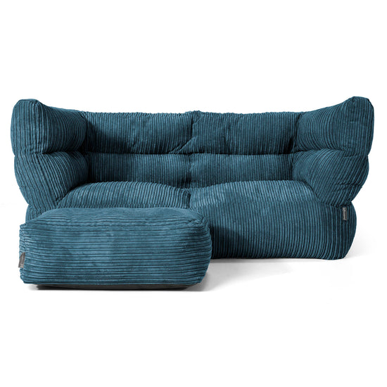 Canapé Pouf Albert 2 places - Côtelé Bleu Marine 02