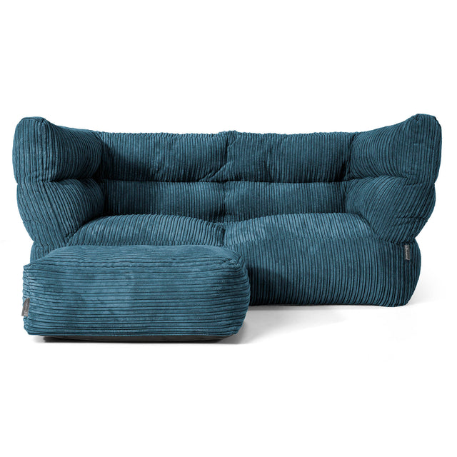 Canapé Pouf Albert 2 places - Côtelé Bleu Marine 02