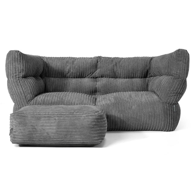 Canapé Pouf Albert 2 places - Côtelé Gris Ardoise 02