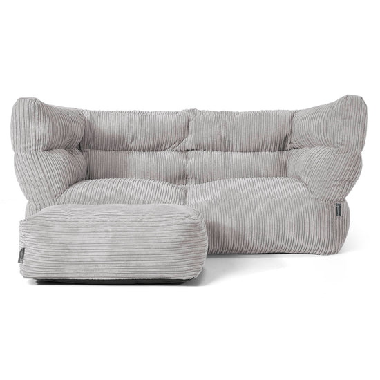 Canapé Pouf Albert 2 places - Côtelé Gris Argent 02