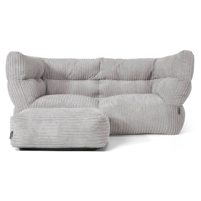 Canapé Pouf Albert 2 places - Côtelé Gris Argent 02
