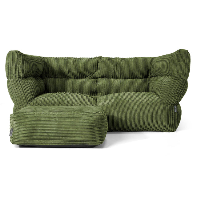 Canapé Pouf Albert 2 places - Côtelé Vert Forêt 02
