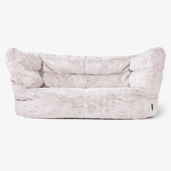 Canapé Pouf Albert 2 places - Fausse Fourrure Lapin Rose Pastel 01