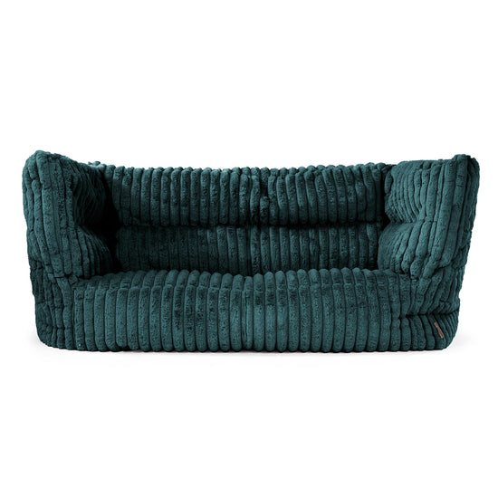 Canapé Pouf Albert 2 places - Velours Côtelé Ultra Pelucheux Bleu Canard 01