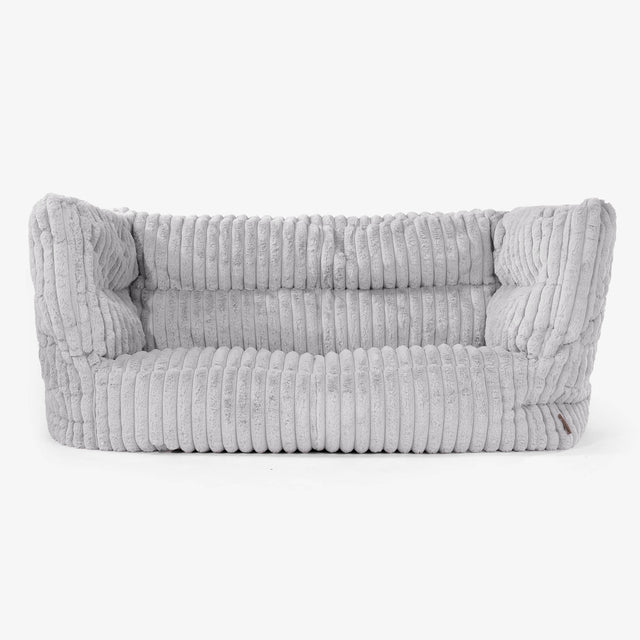 Canapé Pouf Albert 2 places - Velours Côtelé Ultra Pelucheux Gris 01