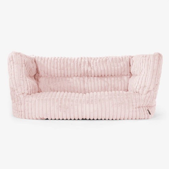 Canapé Pouf Albert 2 places - Velours Côtelé Ultra Pelucheux Rose Pastel 01