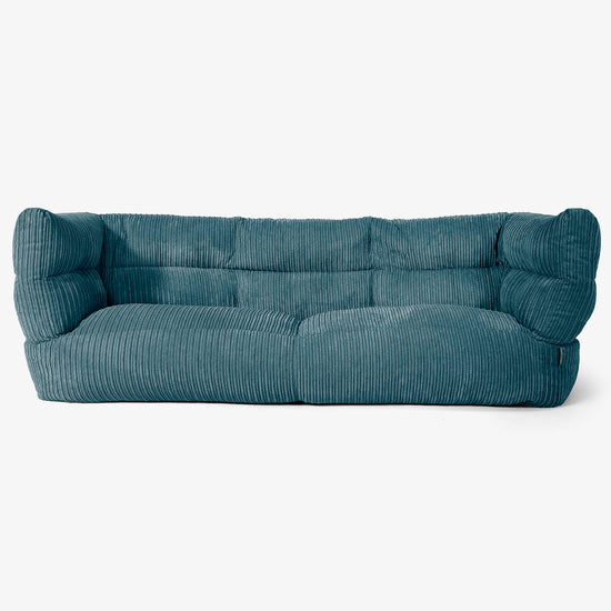 Canapé Pouf Albert 3 places - Côtelé Bleu Canard 01