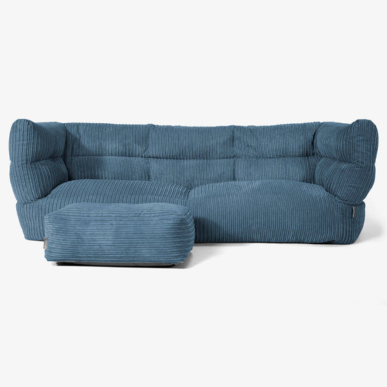 Canapé Pouf Albert 3 places - Côtelé Bleu Marine 02