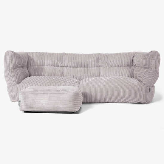 Canapé Pouf Albert 3 places - Côtelé Gris Argent 02