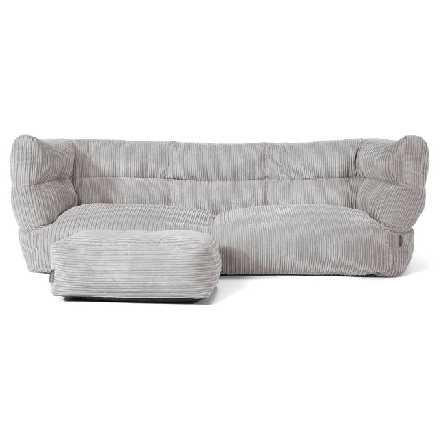 Canapé Pouf Albert 3 places - Côtelé Gris Argent 02