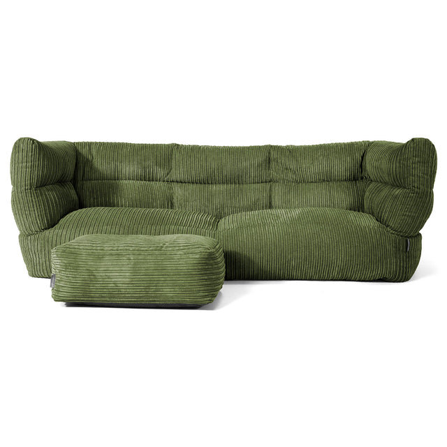 Canapé Pouf Albert 3 places - Côtelé Vert Forêt 02