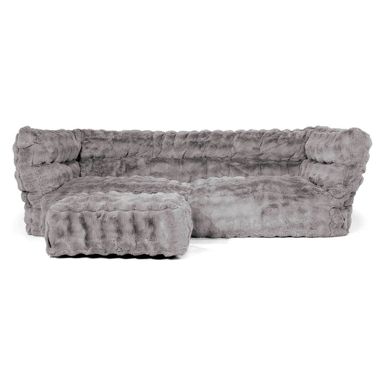 Canapé Pouf Albert 3 places 2.0 - Fausse Fourrure à Bulles Gris 02