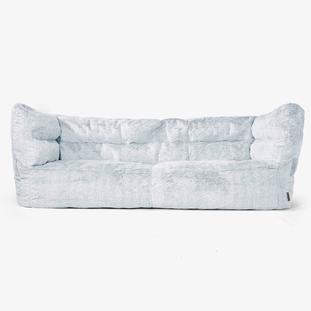 Canapé Pouf Albert 3 places - Fausse Fourrure Lapin Bleu Pastel 01