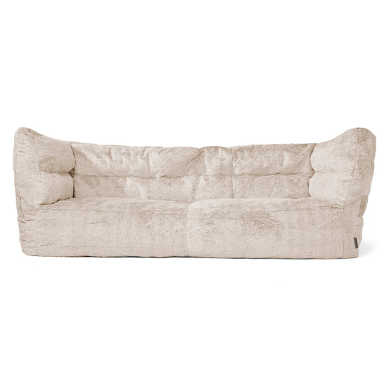 Canapé Pouf Albert 3 places - Fausse Fourrure Lapin Brun Doré 01