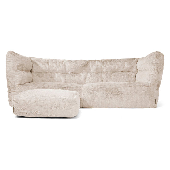 Canapé Pouf Albert 3 places - Fausse Fourrure Lapin Brun Doré 02