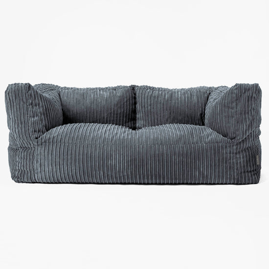 Canapé Pouf Albert 2 places - Côtelé Gris Ardoise 01