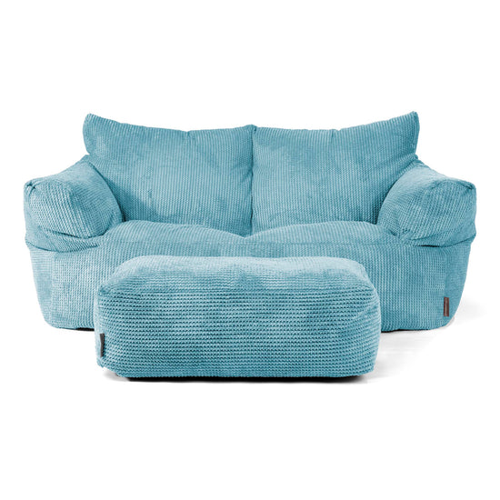 Joséphine Canapé Pouf - Velours Côtelé Gaufré Mer Égée 02