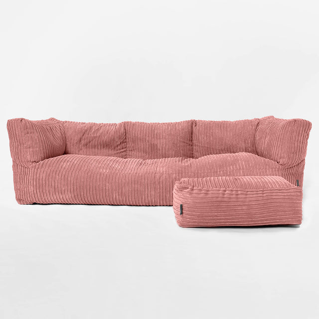 Canapé Pouf Albert 3 places - Côtelé Pêche 02