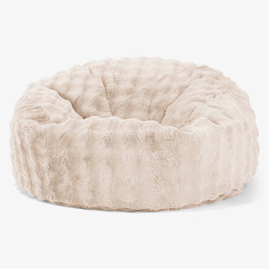 Canapé Pouf Géant Mammouth - Fausse Fourrure à Bulles Crème 01