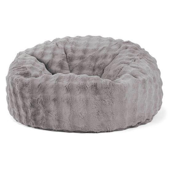 Canapé Pouf Géant Mammouth - Fausse Fourrure à Bulles Gris 01