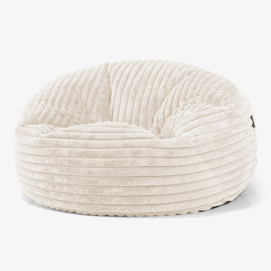 Canapé Pouf Géant Mammouth - Velours Côtelé Ultra Pelucheux Crème 01