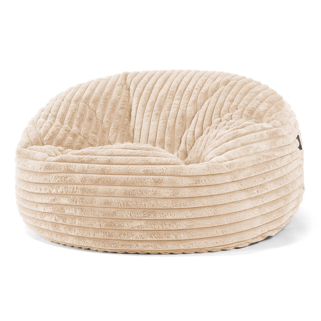 Canapé Pouf Géant Mammouth - Velours Côtelé Ultra Pelucheux Crème 01