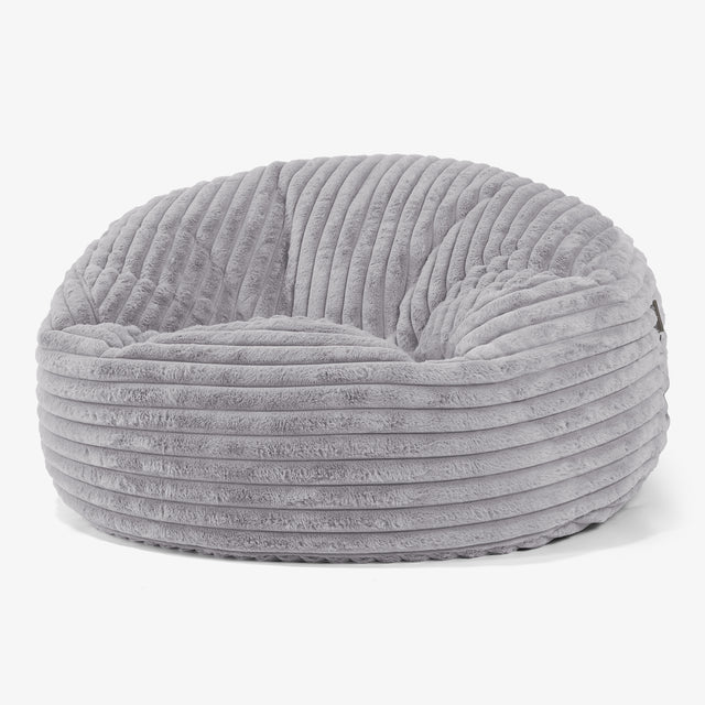 Canapé Pouf Géant Mammouth - Velours Côtelé Ultra Pelucheux Gris 01