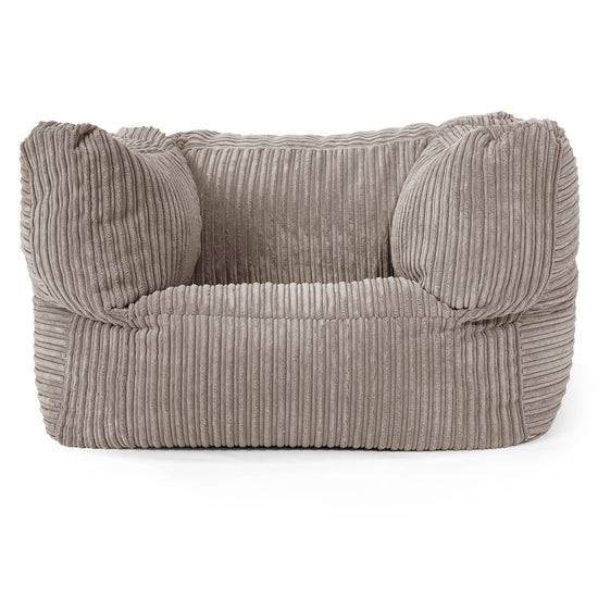 Albert Pouf Fauteuil Design - Côtelé Grège 01