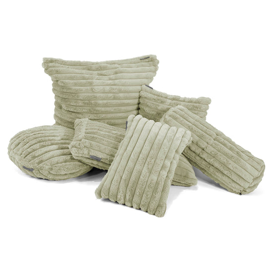 Housse de Coussin 47 x 47cm - Velours Côtelé Ultra Pelucheux Vert Sauge 03