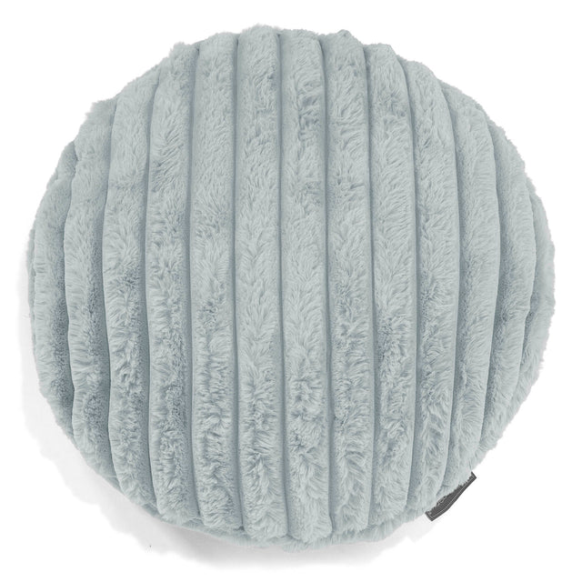 Housse de Coussin Rond 50cm - Velours Côtelé Ultra Pelucheux Bleu Dragé 01