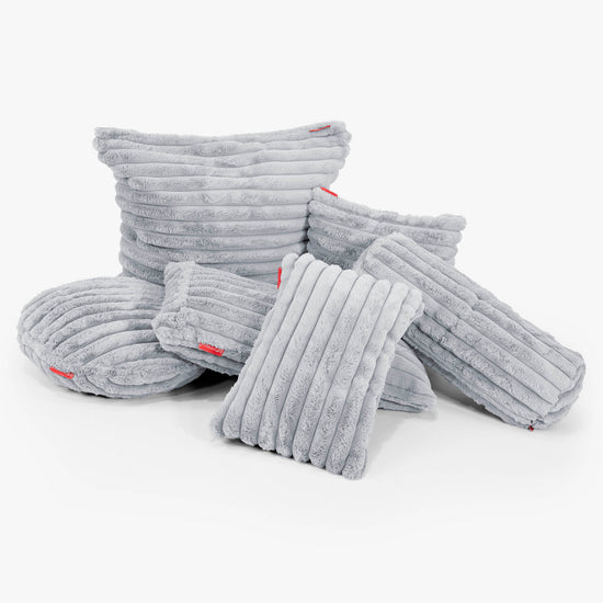 Housse de Coussin Rond 50cm - Velours Côtelé Ultra Pelucheux Bleu Dragé 02