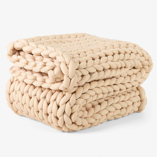 Couverture Lestée pour Adultes - Tricot épais Taupe 01