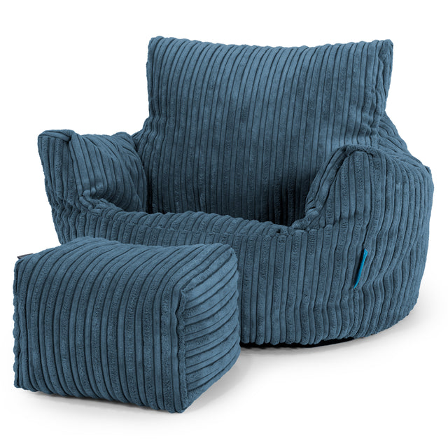 Fauteuil Pouf Bambin 1-3 ans - Côtelé Bleu Marine 02