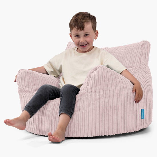 Fauteuil Pouf Enfant 3-8 ans - Côtelé Rose 02
