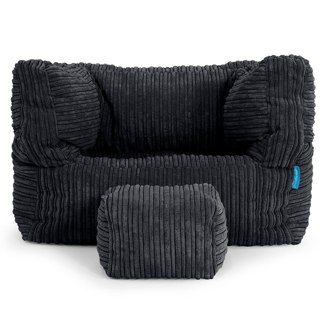 Fauteuil Pouf Albert pour Enfant 1-5 ans - Côtelé Noir 03