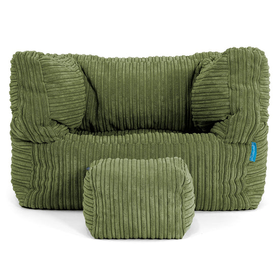 Fauteuil Pouf Albert pour Enfant 1-5 ans - Côtelé Vert Forêt 03
