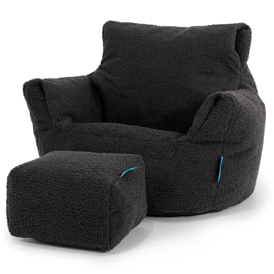 Fauteuil Pouf Bambin 1-3 ans - Bouclé Anthracite 02