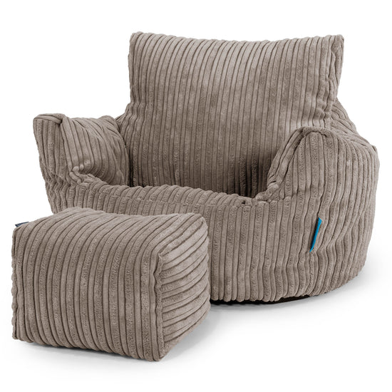 Fauteuil Pouf Bambin 1-3 ans - Côtelé Grège 02