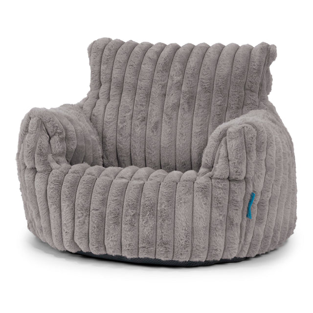 Fauteuil Pouf Bambin 1-3 ans - Velours Côtelé Ultra Pelucheux Gris 01