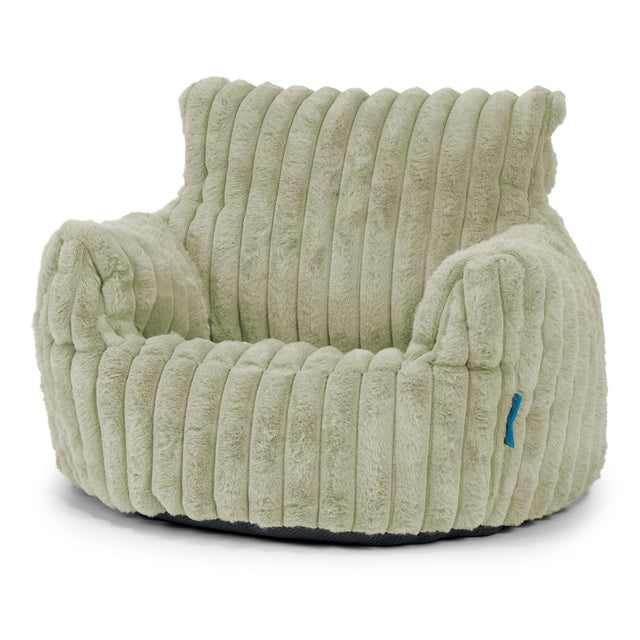 Fauteuil Pouf Bambin 1-3 ans - Velours Côtelé Ultra Pelucheux Vert Sauge 01