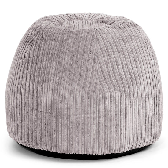 Tabouret Pouf de Coiffeuse - Côtelé Gris Argent 02