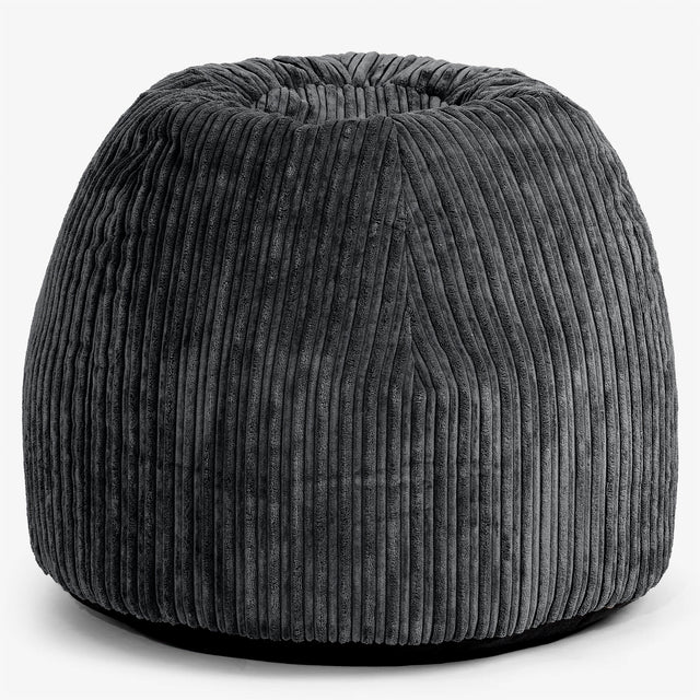 Tabouret Pouf de Coiffeuse - Côtelé Noir 01