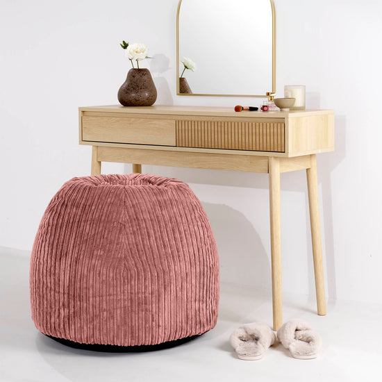 Tabouret Pouf de Coiffeuse - Côtelé Pêche 02