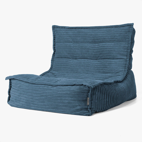 Fauteuil Pouf de Sol Oliver - Côtelé Bleu Marine 01