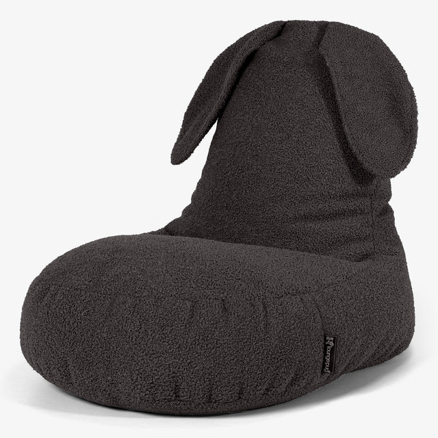 Fauteuil Pouf Enfant Animal Lapin 2-6 ans - Bouclé Anthracite 01